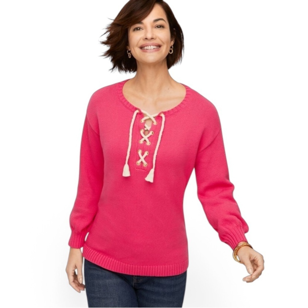 TALBOTS LACE UP SWEATER
